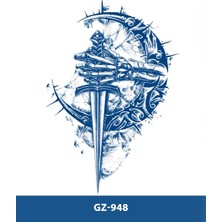 Tattoo GZ-948 Orta Boy Yarı Kalıcı Kılıç ve Ay Desen Dövme