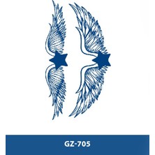 Tattoo GZ-705 Orta Boy Yarı Kalıcı Kanat ve Yıldız Çift Desen Dövme