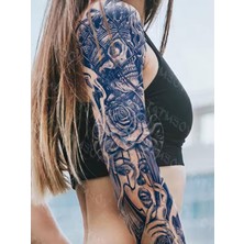 Tattoo GZQB-056 Yarı Kalıcı Kurukafa Kral ve Kadın Desen Kol Dövmesi-Tatto