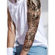 Tattoo GZQB-021 Yarı Kalıcı Kurt ve Kadın Desen Kol Dövmesi-Tatto