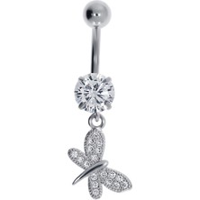 Kadın Sallantılı Tektaş Kelebek Model Çelik Piercing