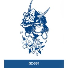 Tattoo GZ-351 Orta Boy Yarı Kalıcı Kız ve Maske Desen Dövme-Tatto
