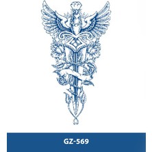 Tattoo GZ-569 Orta Boy Yarı Kalıcı Kılıç Kanat Desen Dövme