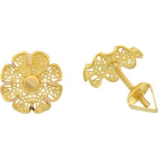 Çiçek Telkari  Çivi Altın Küpe / 22 Ayar