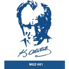 Tattoo MGZ-001 Atatürk Büstü ve Imza Desen Orta Boy Yarı Kalıcı Dövme-Tatto