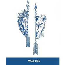Tattoo MGZ-036 Dişi Erkek Aslan ve Ok Desen Orta Boy Yarı Kalıcı Dövme