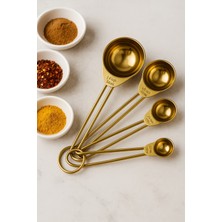 4'lü Metal Saplı Gold Touch Premium Ölçü Kaşık Seti Küçük Boy Baharat Kaşığı
