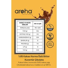 Aroha %85 Kakao Hurma Özlü Bitter Kuvertür Çikolata 500 g