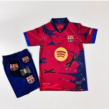 Dayıbalı Fcb Lamine Yamal 2025/26 Yeni Özel Kısa Kol Bordo Konsept Çocuk Forması Armalı 4'lü Set