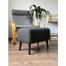Puf Keten Kumaş Ayak Uzatmalı - 40x38x48 cm, Leke Tutmaz