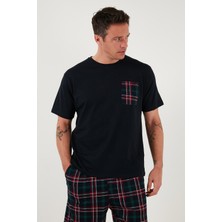 Buratti Kareli Regular Fit Pamuklu Bisiklet Yaka Kısa Kollu Şortlu Pijama Takımı Erkek Pijama Takımı 6572020