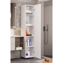 Banyo Rafı Mutfak Kiler Banyo Balkon Ofis Dolabı Tek Kapaklı  - Beyaz