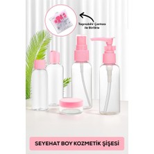 Çantalı 5’li Seyahat Boy Mini Şişe Seti Pembe Renk