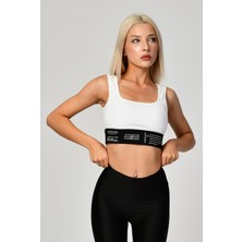 Quzu Lastik Detaylı Crop Top Atlet  - Beyaz Beyaz - M