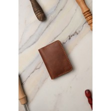 El Yapımı Hakiki Deri Ultra Minimal Kartlık - Kağıt Para Bölmeli