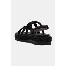 Yeni Sezon Bodrum Mıd Platform Kadın Halat Sandalet BOD.0020.M.P-SIYAH