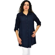 Kadın Lacivert Uzun Kol Gömlek BGL-ST04661