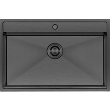 Crauf Poli 6303 Pvd Füme Tek Gözlü 51X78 cm Paslanmaz Çelik Mutfak Eviyesi