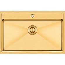 Crauf Poli 6303 Pvd Altın Tek Gözlü 51X78 cm Paslanmaz Çelik Mutfak Eviyesi