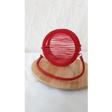 Laldizayn El Örgüsü Makrome Çanta / El Yapımı Yuvarlak Mini Boy El Çantası