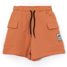 Bağcıklı Kargo Cepli Turuncu Renk Kız Çocuk Penye Şort 001-0002063