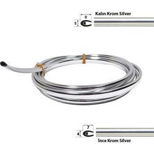 Trend Garaj U Tip Geçmeli Krom Nikelaj Şerit Krom Silver Ince 3 Metre