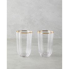 Reina Cam El Yapımı 2’li Bardak 400 ml Şeffaf-Gold