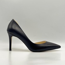 Nadin %100 Gerçek Deri Siyah Stiletto – Neolit Taban, Dekolteli Tasarım