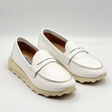 Carle Beyaz Hakiki Deri  Loafer - 3 cm Termolight Taban
