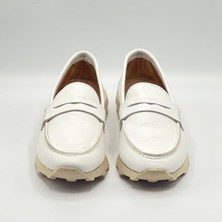 Carle Beyaz Hakiki Deri  Loafer - 3 cm Termolight Taban