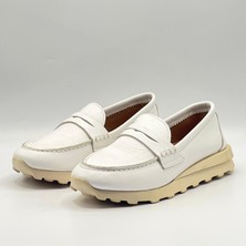 Carle Beyaz Hakiki Deri  Loafer - 3 cm Termolight Taban