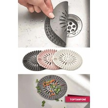 Mediterian Yuvarlak silikon lavabo süzgeci, kaymaz gider kapağı, oval tasarım, pratik kullanım, antrasit renk