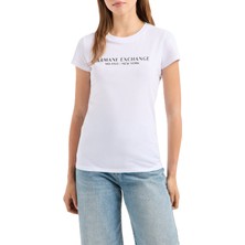 Kadın Ae Bisiklet Yaka T-Shirt - Beyaz