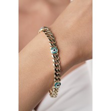 Fiyonk Kuyumculuk 14 Ayar Altın Göz Detaylı Gurmet Bileklik