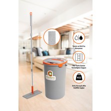 Mediterian Çiftli temizlik paspas seti, gri-turuncu, yedekli, Türkiye üretimi