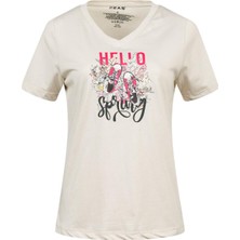 2AS Alone Baskılı V Yaka Kadın T-Shirt 402