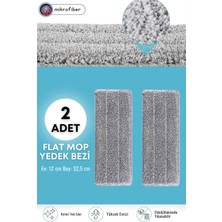 Mediterian 2'li Mikrofiber Bezli Flat Mop Seti, Temizlik İçin Avantajlı ve Kullanışlı Paspas, Renk: GRİ