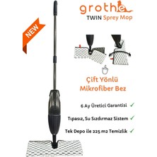 Mediterian Çift Taraflı Mikrofiber Mop, Tıpasız ve Su Hazneli, 2'li Renkli Set