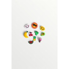 Jibbitz Terlik Süsü 10 Lu Set-Güneş,bulut,meyveler,kaktüs,dondurma