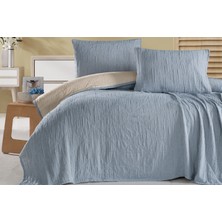 Bambi Frezya Yatak Örtüsü Seti - Çift Kişilik, Açık Mavi-Krem %80 Pamuk %20 Polyester, 225X240 +2 Adet 50X70 cm Yastık Kılıfı
