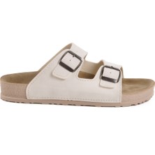 Beyaz Gri Hafif Çift Bantlı Anatomik Kadın Terlik 20-972 Z