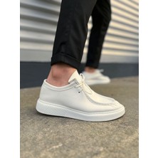 Beyaz Tornado Bağcıklı Cilt Erkek Günlük Spor Klasik Ayakkabı