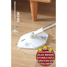 Mediterian Hızlı Kuruyan ve Uyumlu Islak Mendil ile Pratik Çek Çekli Mop Seti Beyaz