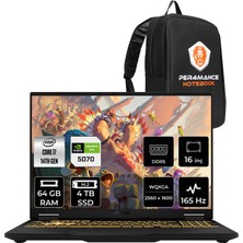 Asus Tuf Gaming F16 i7 14650HX RTX 5070 8GB Gaming Laptop 64GB RAM 4TB SSD 16" QHD+ 165Hz FreeDOS + Per4 Çanta FX608JPRQT002P335