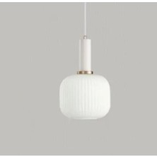 Rsylight Rustik Dekoratif Metal Modern Beyaz Opal Beyaz Camlı Tekli  Avize