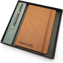 Signator® Codex | N108 Kişiye Özel Defterli Set - Isme Özel Kahverengi Kalem + Isme Özel Kahverengi Defter | Isme Özel Kutusunda Hediyelik Set