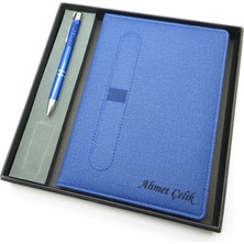Signator® Codex | N111 Kişiye Özel Defterli Set - Isme Özel Mavi Kalem + Isme Özel Mavi Defter | Isme Özel Kutusunda Hediyelik Set