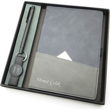 Signator® Codex | N185 Kişiye Özel Defterli Set - Isme Özel Siyah Kalem + Isme Özel Siyah Defter + Isme Özel Siyah Anahtarlık | Isme Özel Kutusunda Hediyelik Set