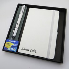 Signator® Codex | N317 Kişiye Özel Defterli Set - Isme Özel Beyaz Dolma Kalem + Isme Özel Beyaz Defter + Yedek Kartuş| Isme Özel Kutusunda Hediyelik Set