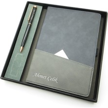 Signator® Codex | N183 Kişiye Özel Defterli Set - Isme Özel Siyah Kalem + Isme Özel Siyah Defter | Isme Özel Kutusunda Hediyelik Set